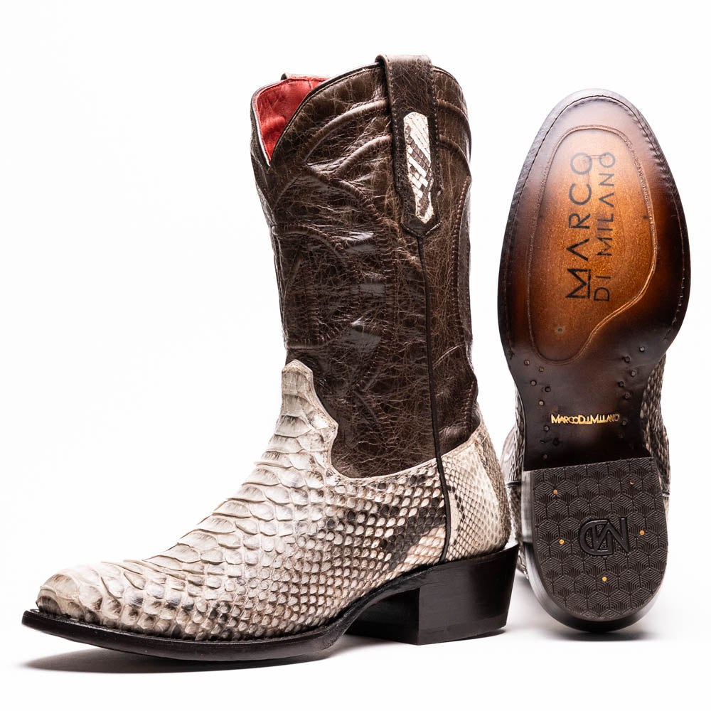 KANSAS Genuine Snake Skin Cowboy Boot from the Western Collection Natural