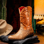 KANSAS Genuine Snake Skin Cowboy Boot from the Western Collection Cognac