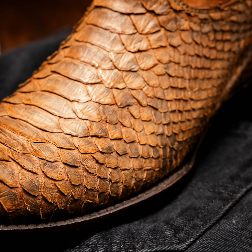 KANSAS Genuine Snake Skin Cowboy Boot from the Western Collection Cognac