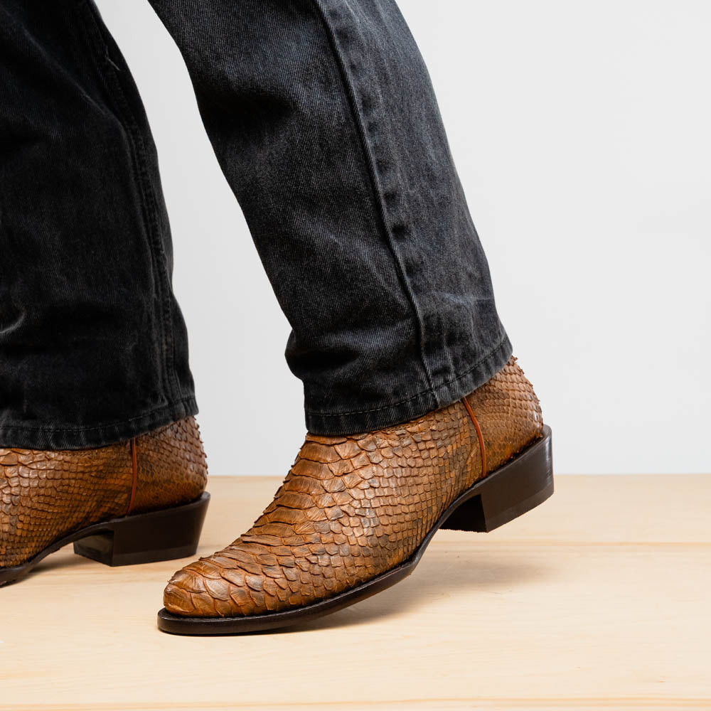 KANSAS Genuine Snake Skin Cowboy Boot from the Western Collection Cognac