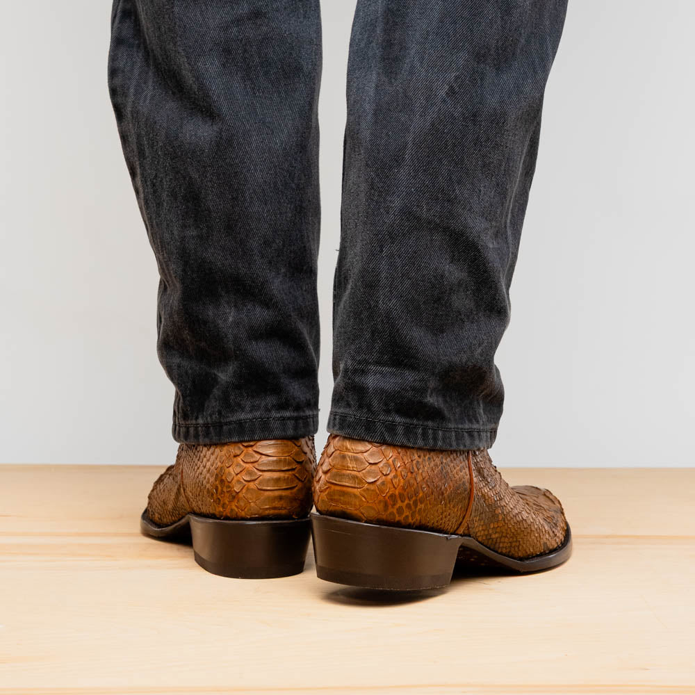 KANSAS Genuine Snake Skin Cowboy Boot from the Western Collection Cognac