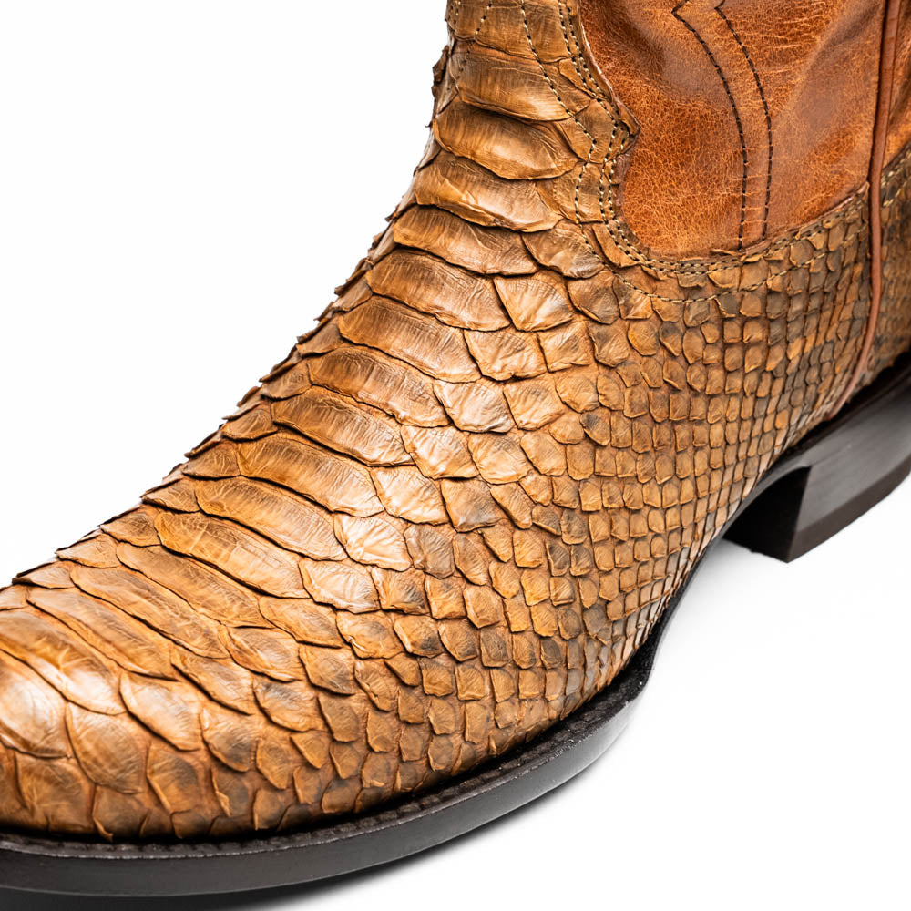 KANSAS Genuine Snake Skin Cowboy Boot from the Western Collection Cognac