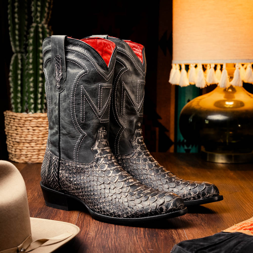 KANSAS  Genuine Snake Skin Cowboy Boot from the Western Collection White