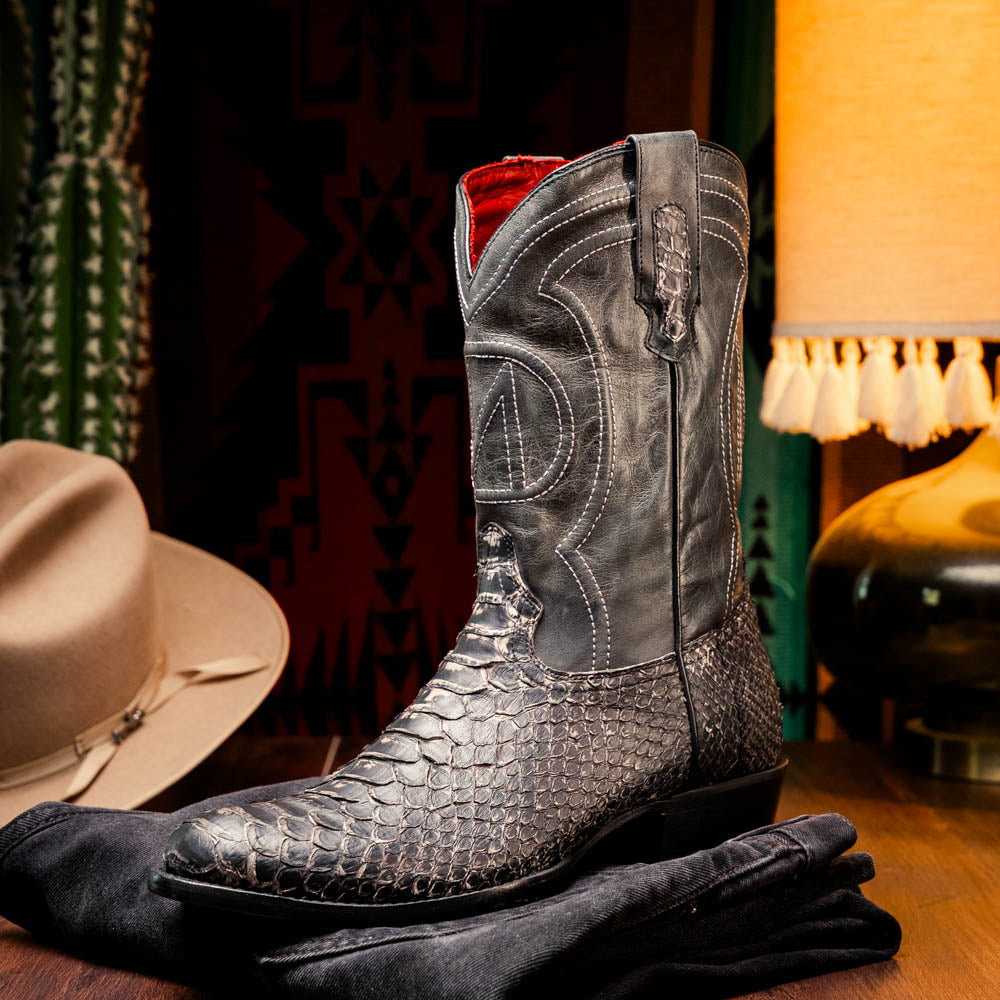 KANSAS  Genuine Snake Skin Cowboy Boot from the Western Collection White