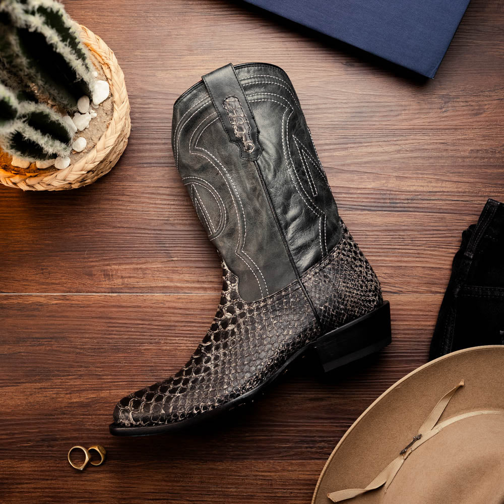 KANSAS  Genuine Snake Skin Cowboy Boot from the Western Collection White