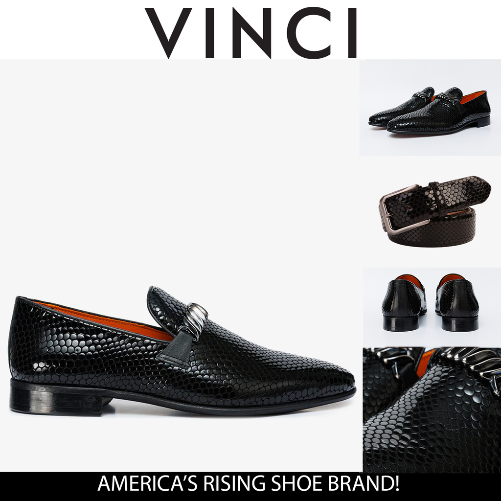 Vinci The King Black Bit Dress Loafer Men Shoes