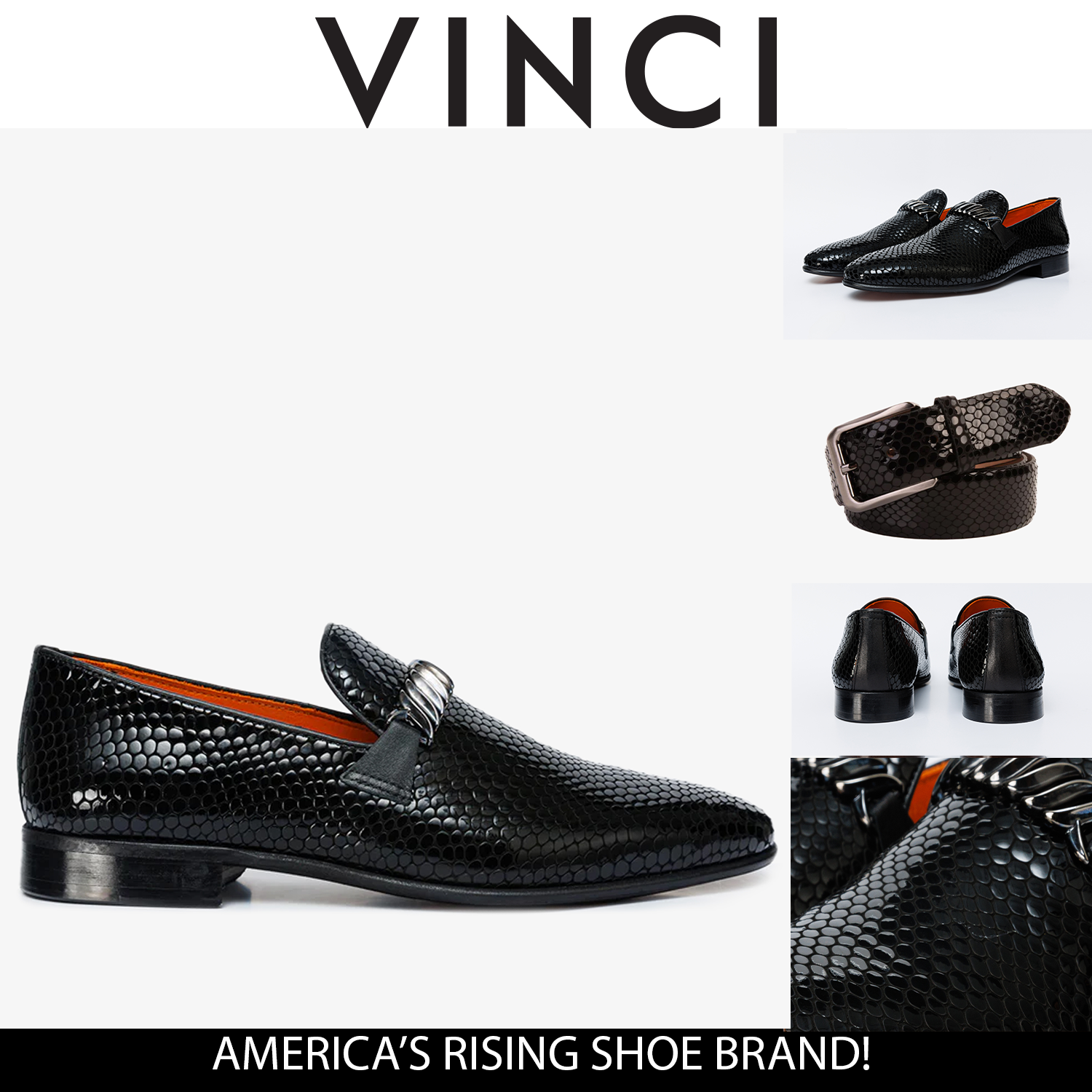 Vinci The King Black Bit Dress Loafer Men Shoes