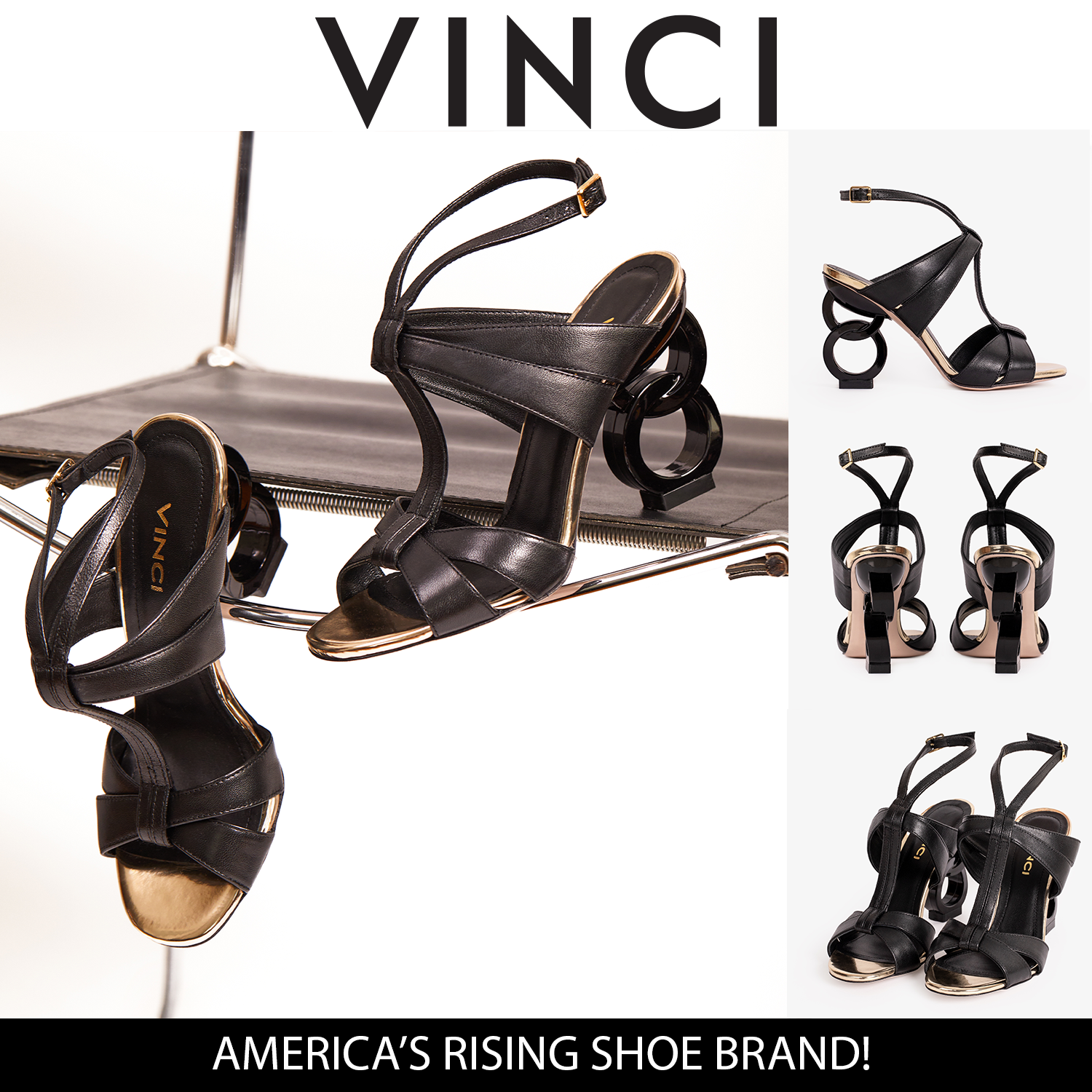 The Duffryn Black T-Strap Leather Women Sandal