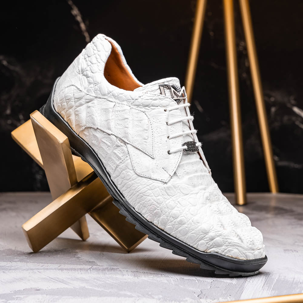 Kratos Genuine caiman Crocodile Fashion Sneaker White