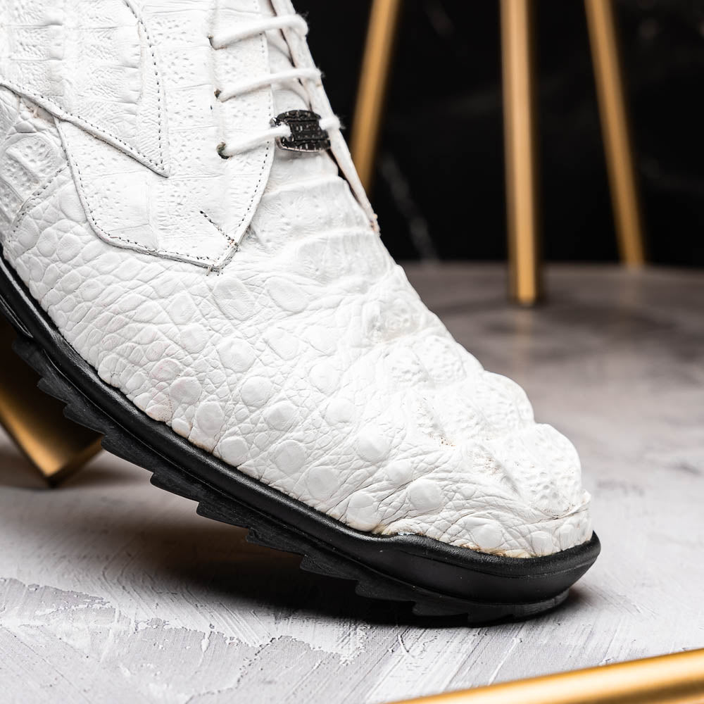 Kratos Genuine caiman Crocodile Fashion Sneaker White