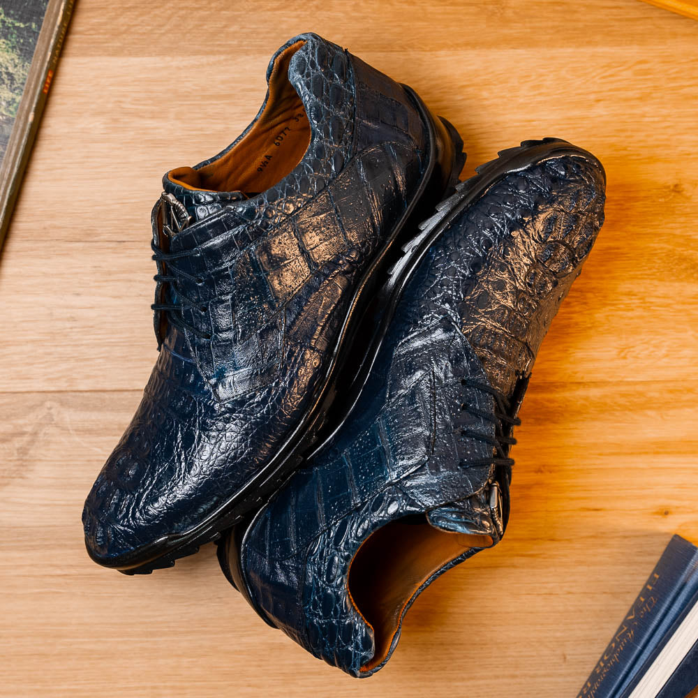 Kratos Genuine Caiman Crocodile Fashion Sneaker Navy