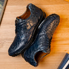 Kratos Genuine Caiman Crocodile Fashion Sneaker Navy