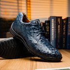 Kratos Genuine Caiman Crocodile Fashion Sneaker Navy