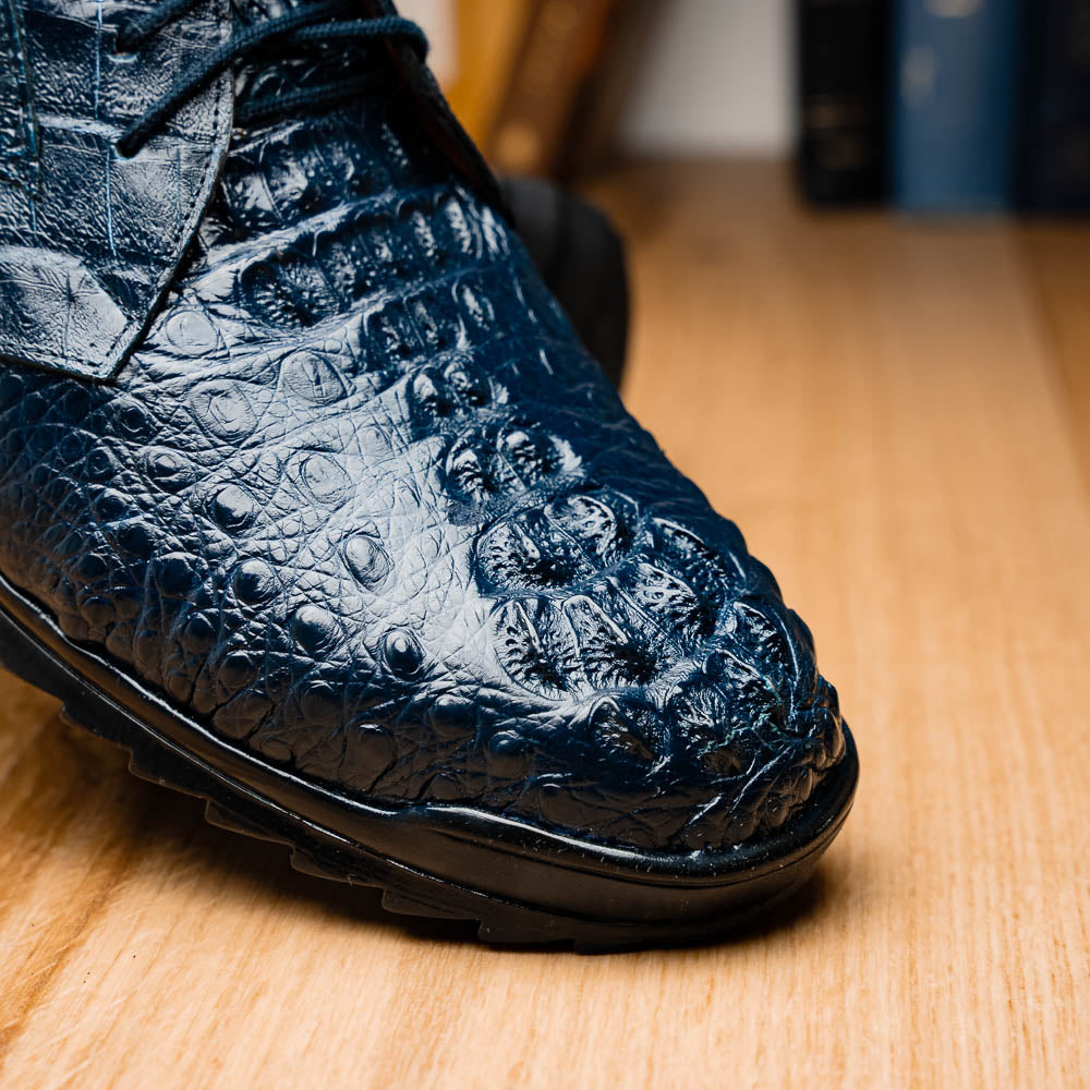 Kratos Genuine Caiman Crocodile Fashion Sneaker Navy