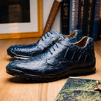 Kratos Genuine Caiman Crocodile Fashion Sneaker Navy