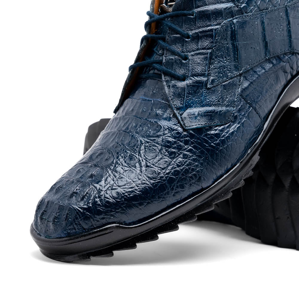 Kratos Genuine Caiman Crocodile Fashion Sneaker Navy