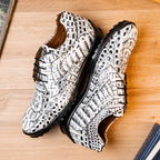Kratos Genuine Caiman Crocodile Fashion Sneaker Newspaper Gray