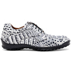 Kratos Genuine Caiman Crocodile Fashion Sneaker Newspaper Gray