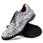 Kratos Genuine Caiman Crocodile Fashion Sneaker Newspaper Gray