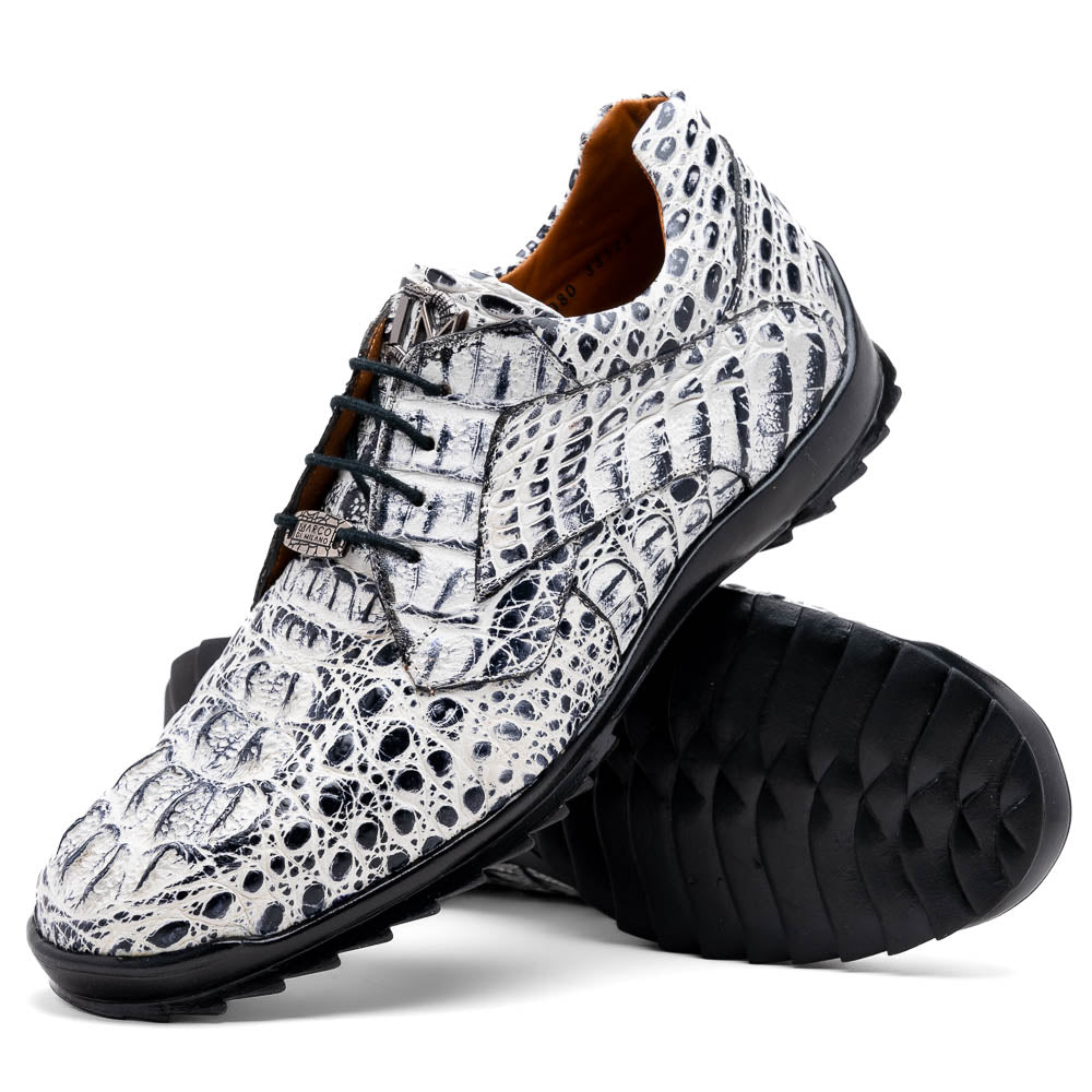Kratos Genuine Caiman Crocodile Fashion Sneaker Newspaper Gray