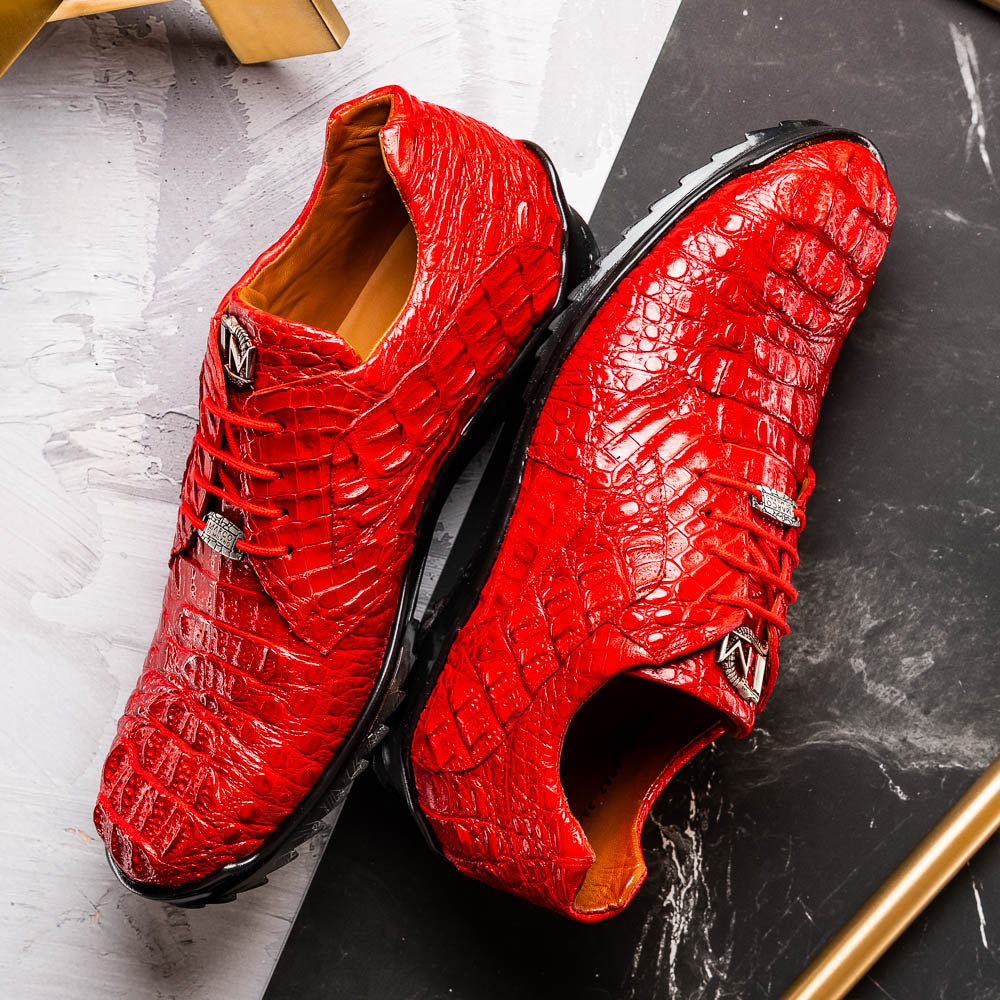 Kratos Red  Genuine Caiman Crocodile Fashion Sneaker