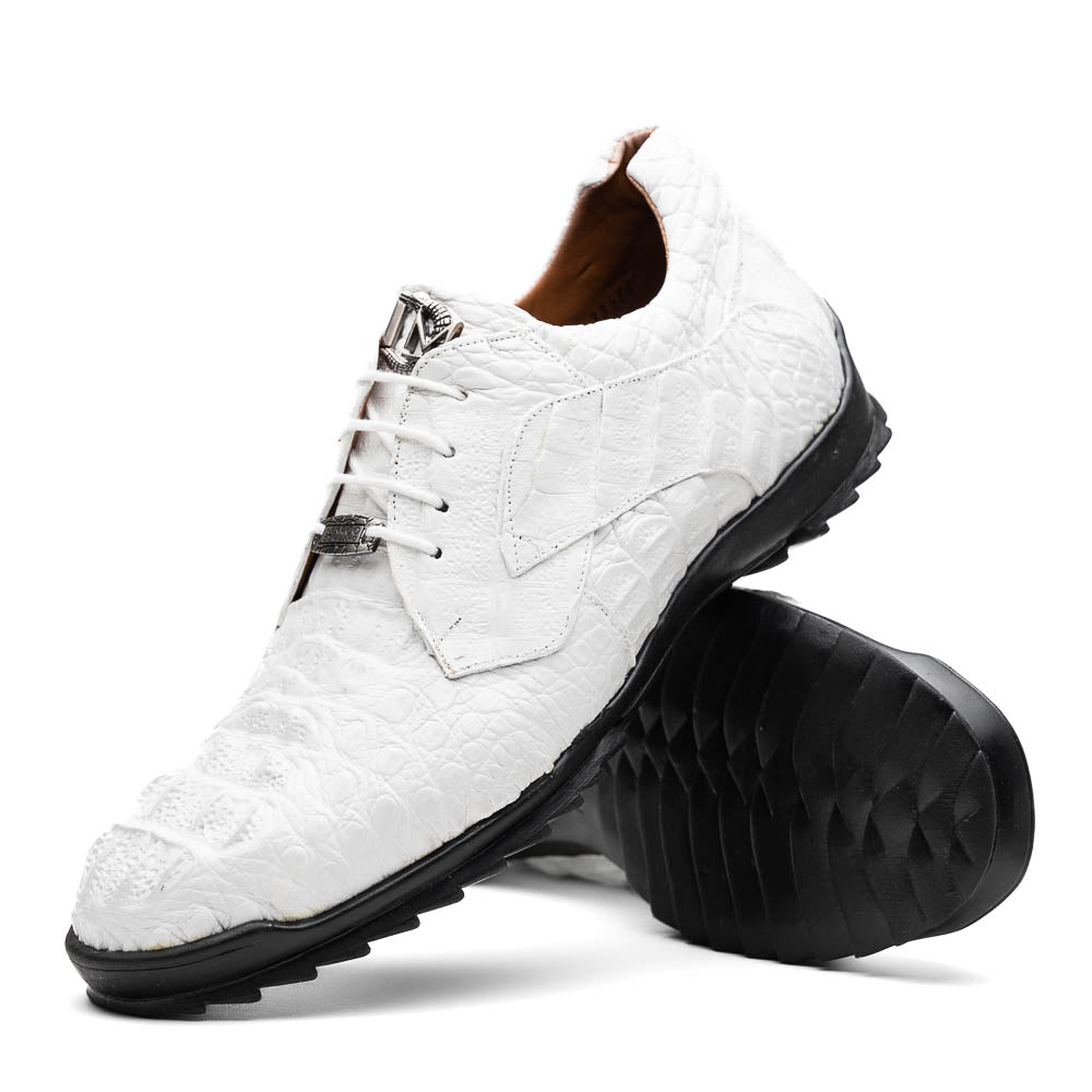 Kratos Genuine caiman Crocodile Fashion Sneaker White