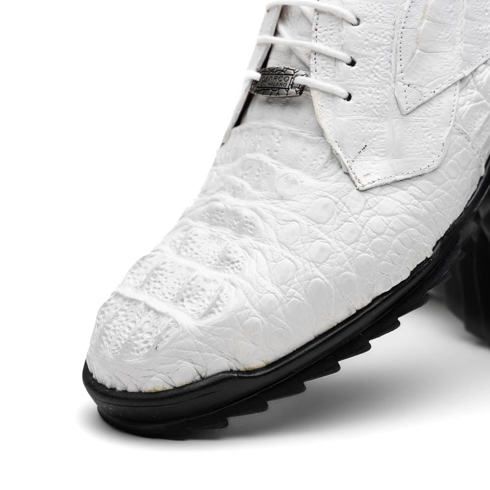 Kratos Genuine caiman Crocodile Fashion Sneaker White