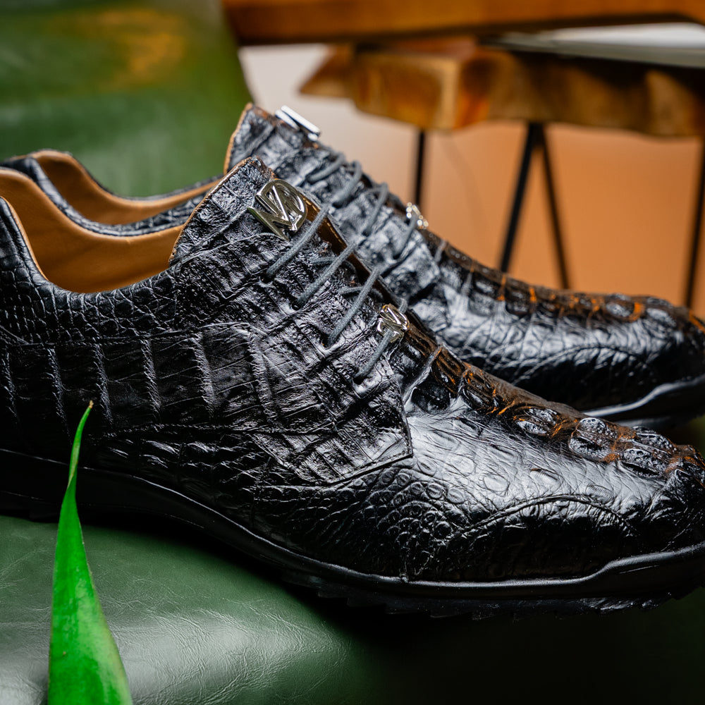 genuine caiman crocodile fashion sneaker Shoes Kratos Black