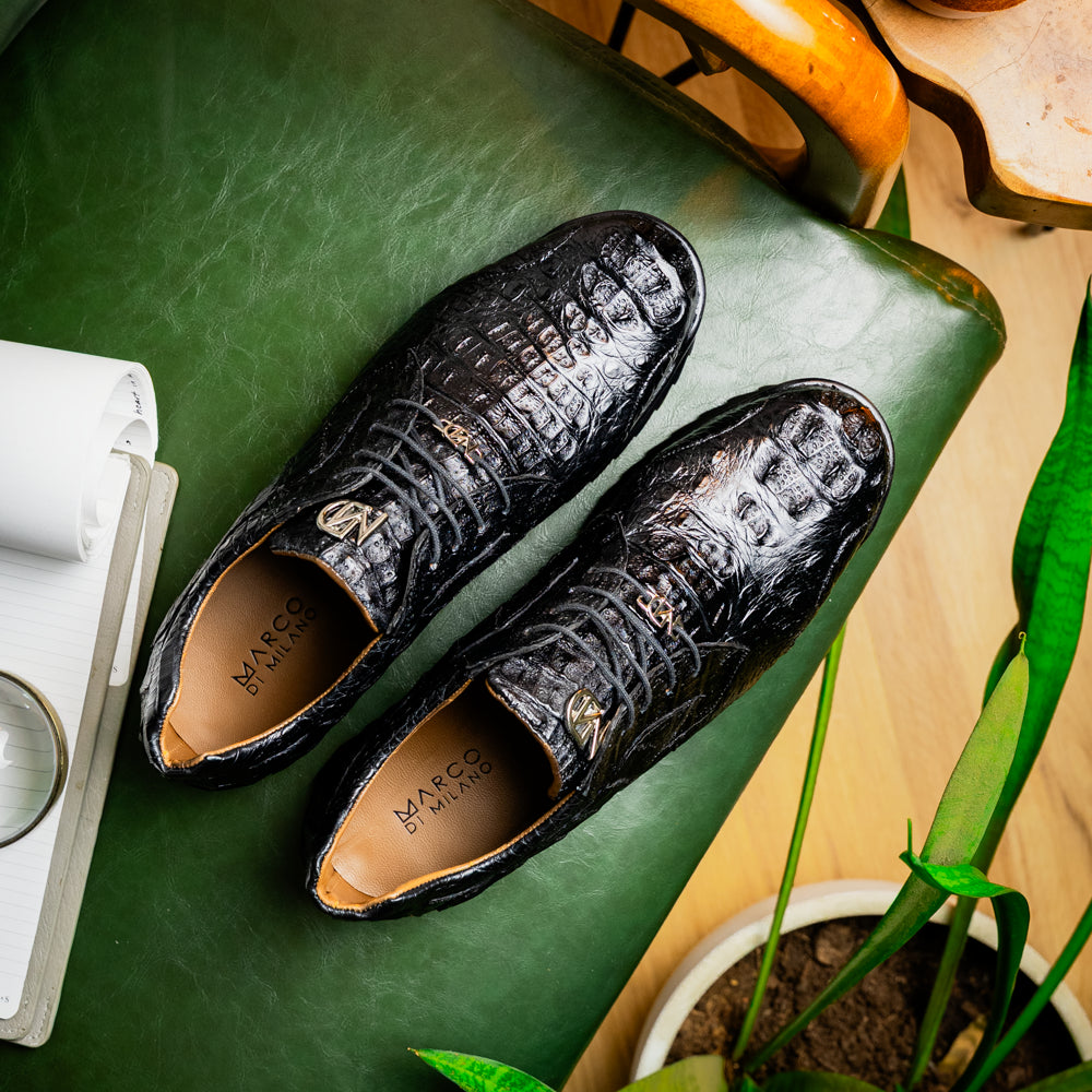 genuine caiman crocodile fashion sneaker Shoes Kratos Black