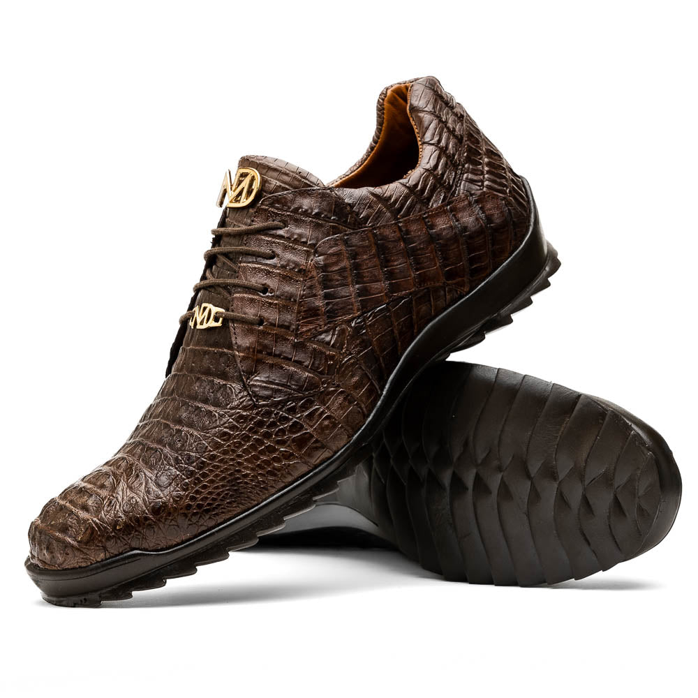 Kratos Genuine Caiman Crocodile Fashion Sneaker  Brown