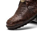 Kratos Genuine Caiman Crocodile Fashion Sneaker  Brown