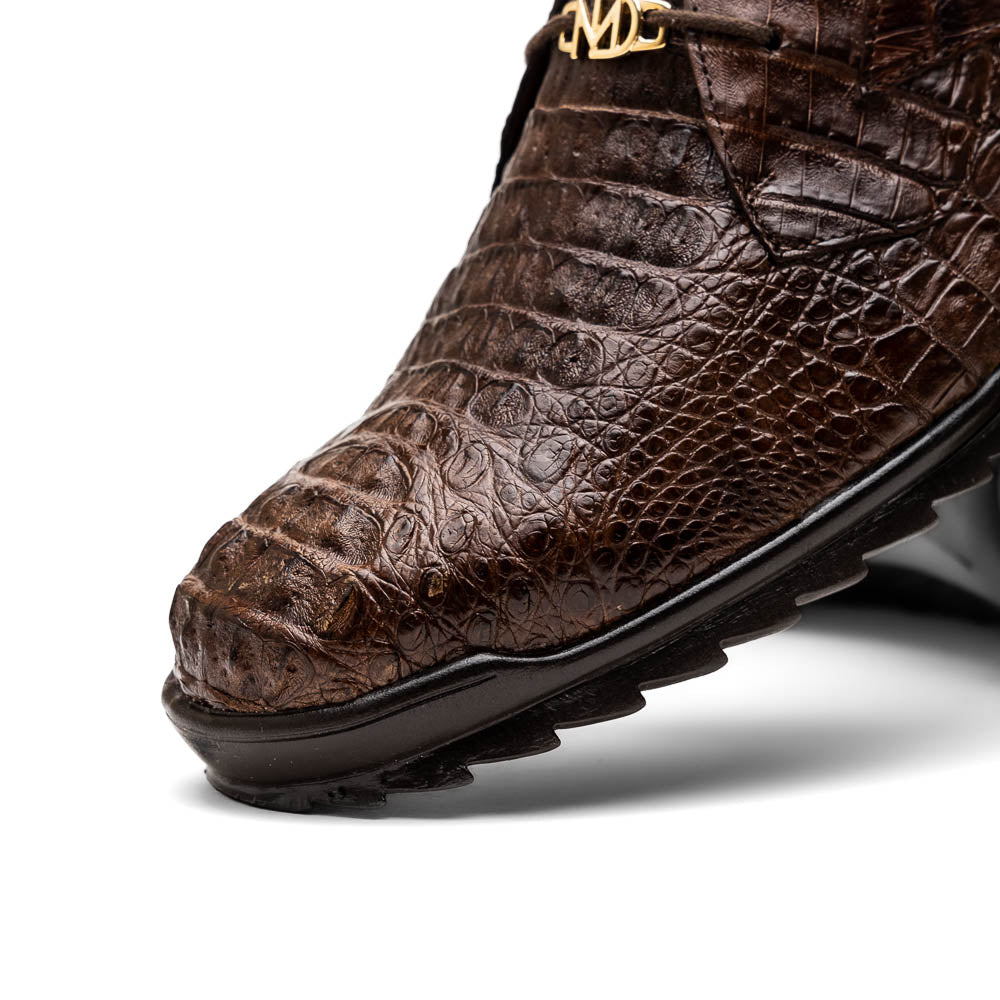 Kratos Genuine Caiman Crocodile Fashion Sneaker  Brown