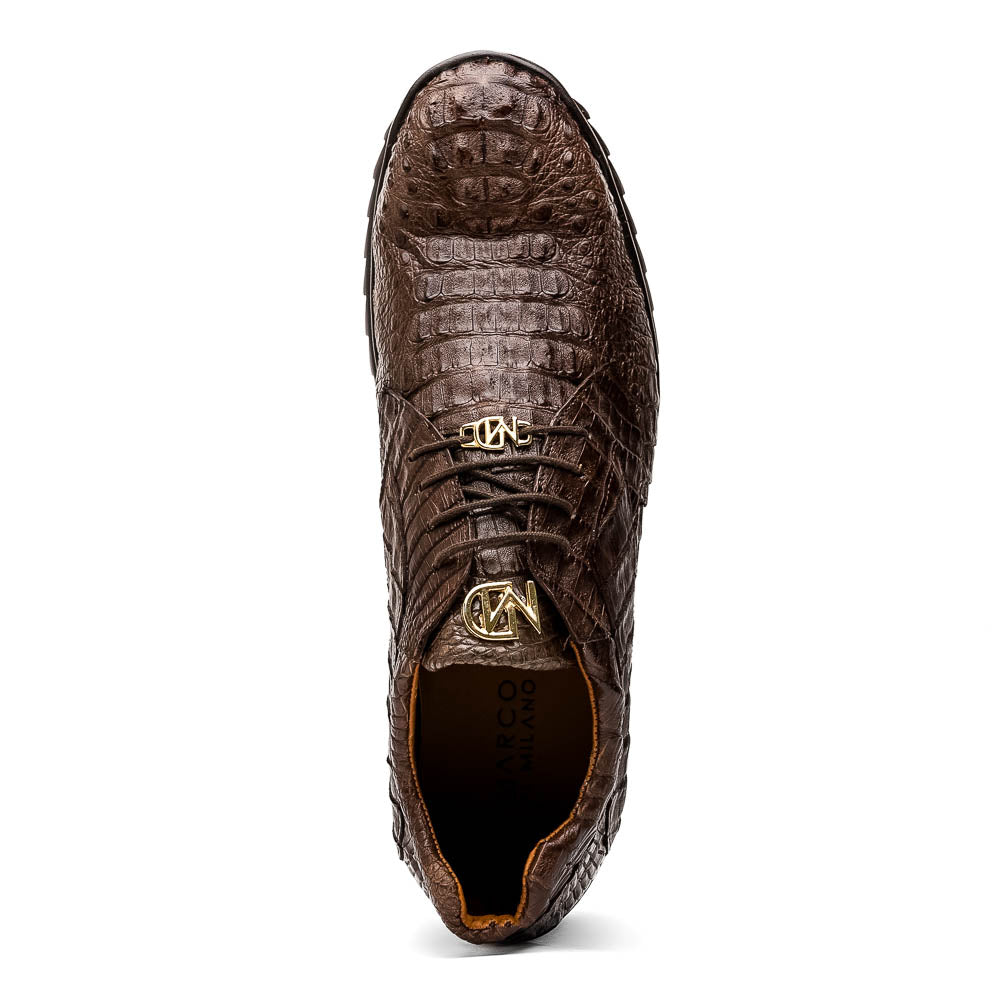 Kratos Genuine Caiman Crocodile Fashion Sneaker  Brown
