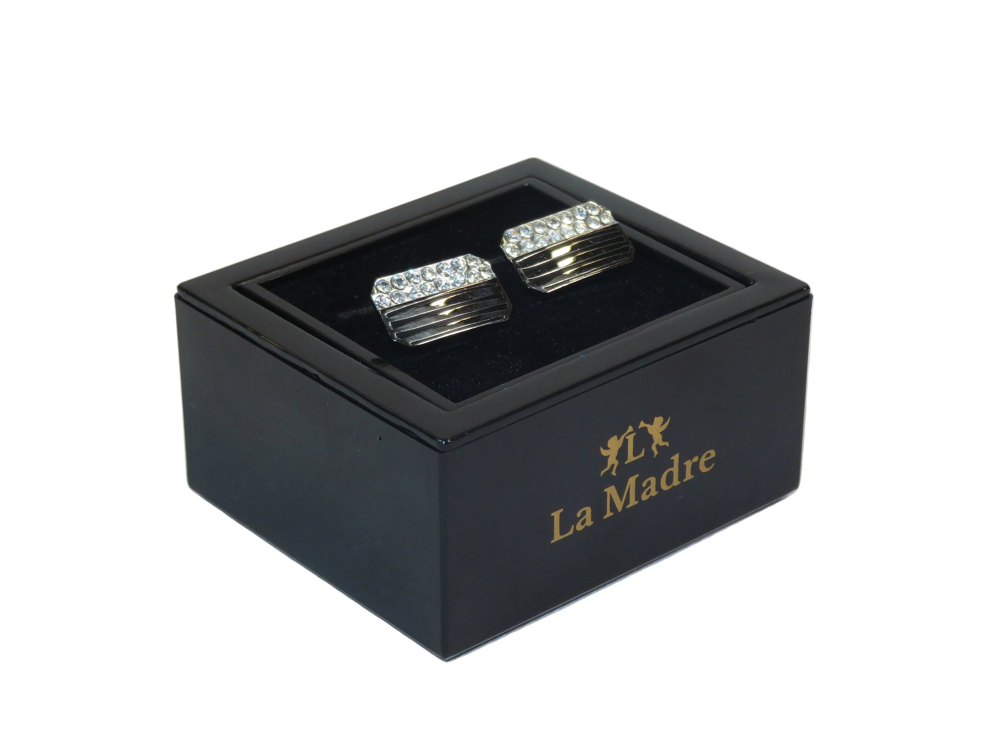 Cufflinks By La Madre From Turkey Solid Stainless Steel LA-25 Silver Diamond