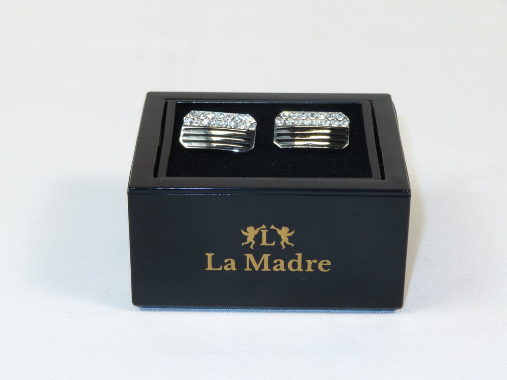 Cufflinks By La Madre From Turkey Solid Stainless Steel LA-25 Silver Diamond