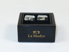 Cufflinks By La Madre From Turkey Solid Stainless Steel LA-25 Silver Diamond
