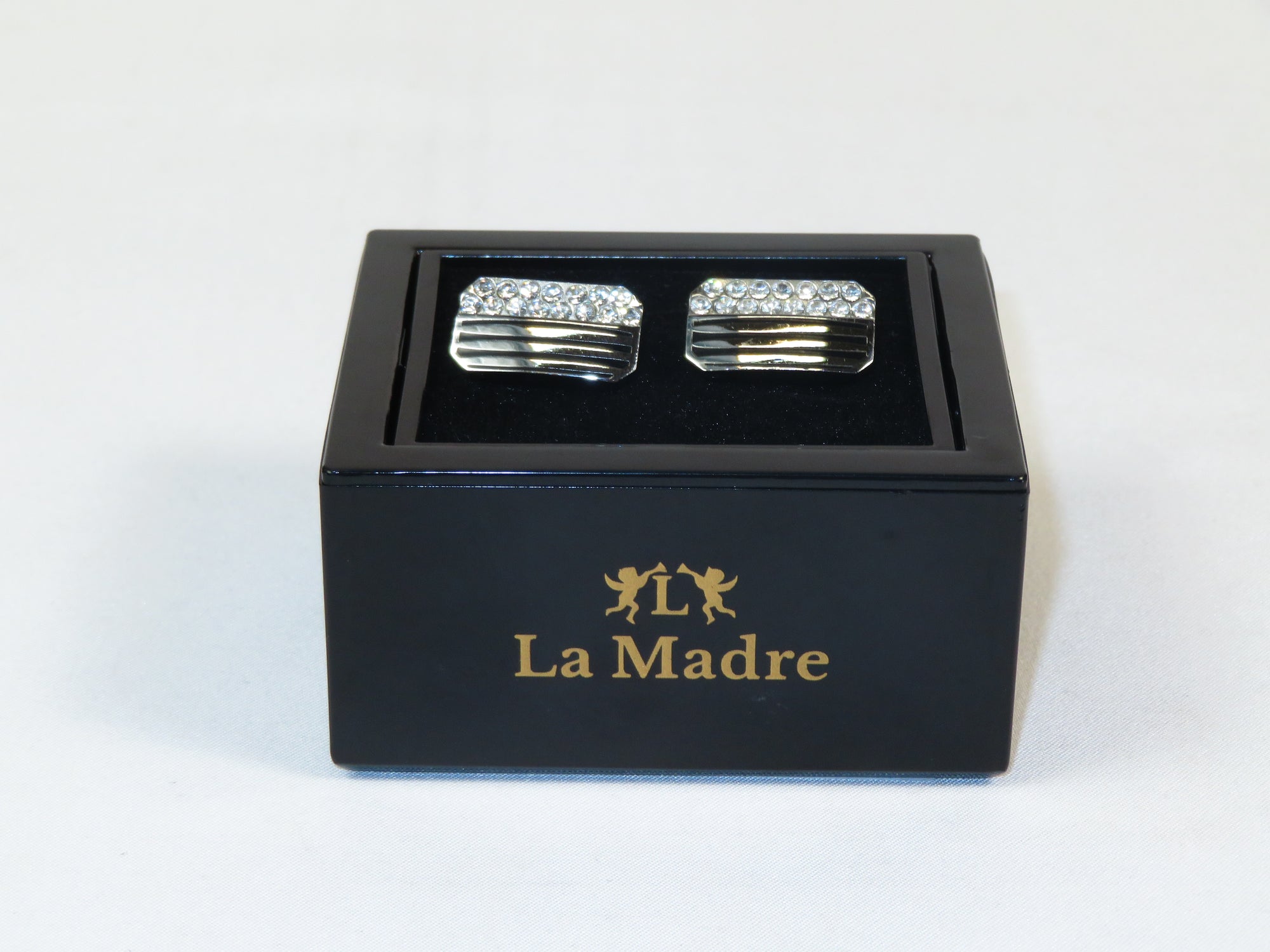 Cufflinks By La Madre From Turkey Solid Stainless Steel LA-25 Silver Diamond