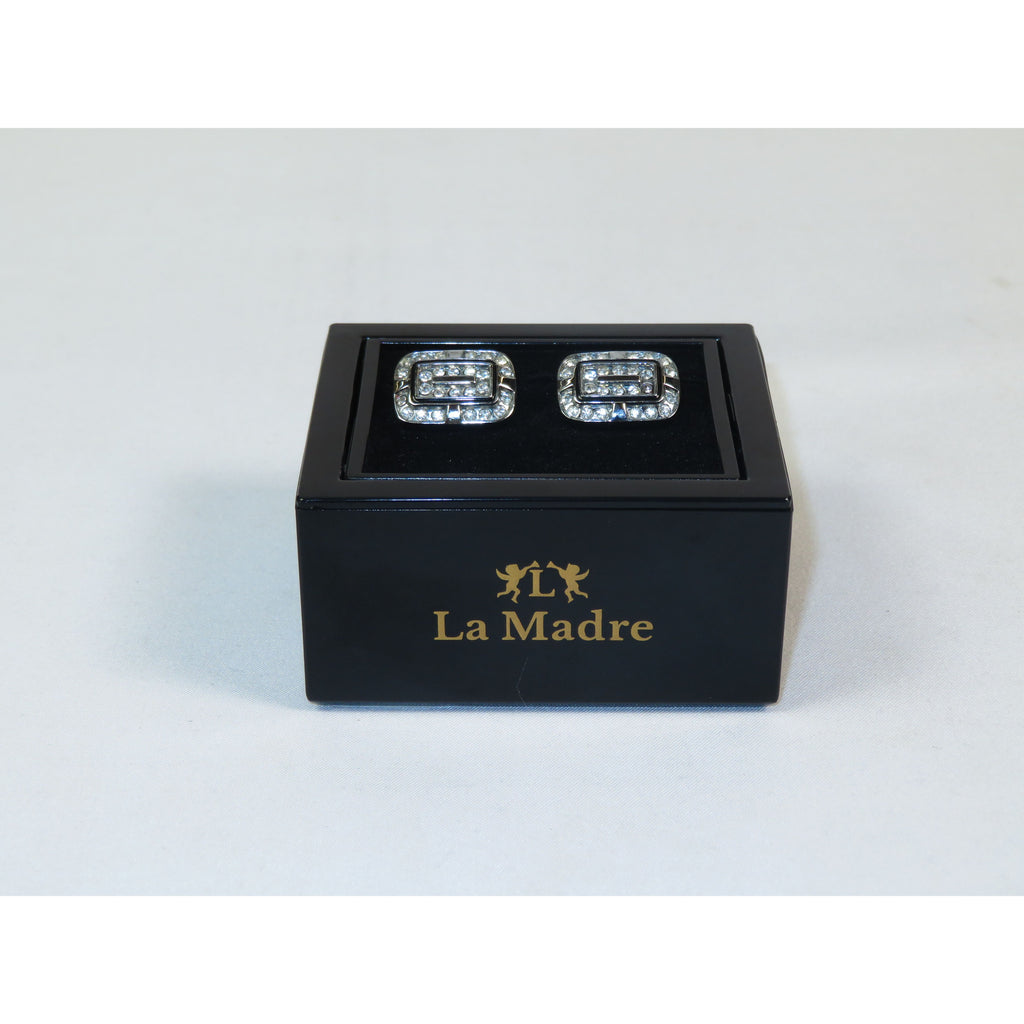 Cufflinks By La Madre From Turkey Solid Stainless Steel LA-26 Silver Diamond (Copy)