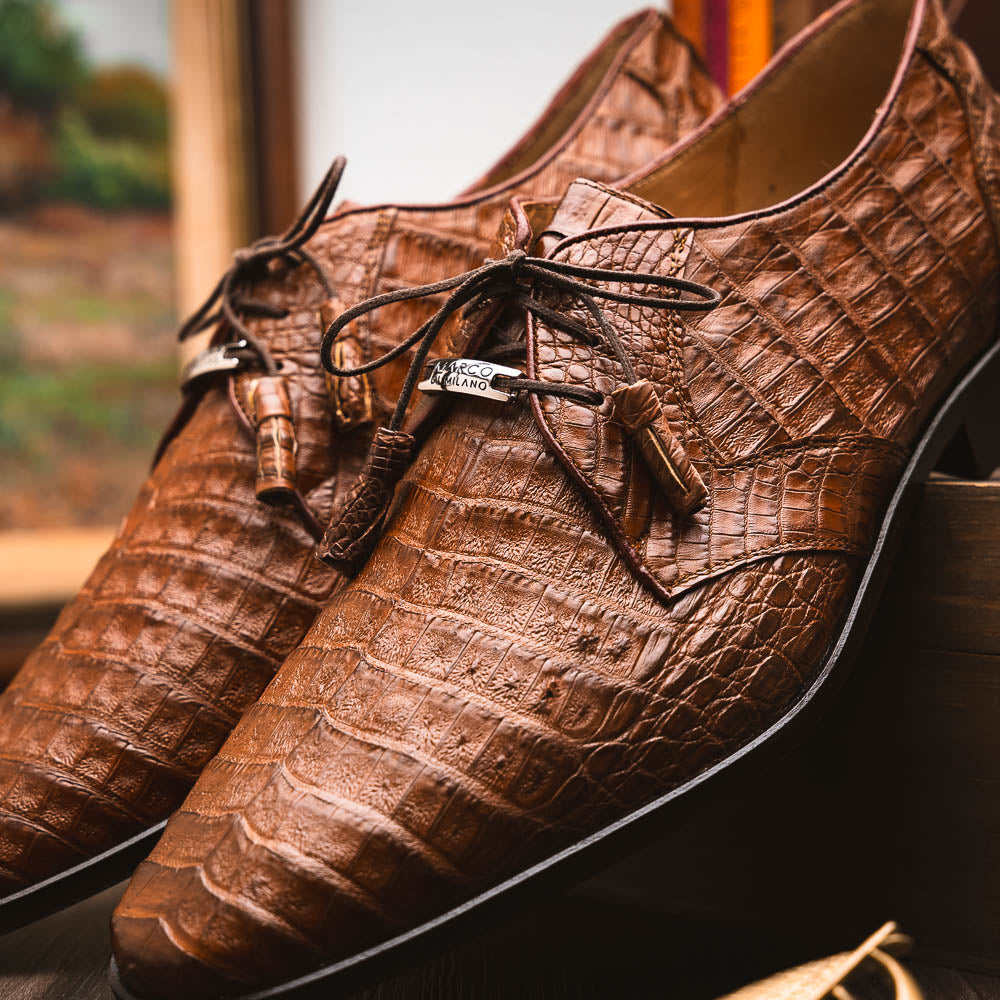Lacio Bay Genuine Caiman Crocodile Dress Derby's Apache