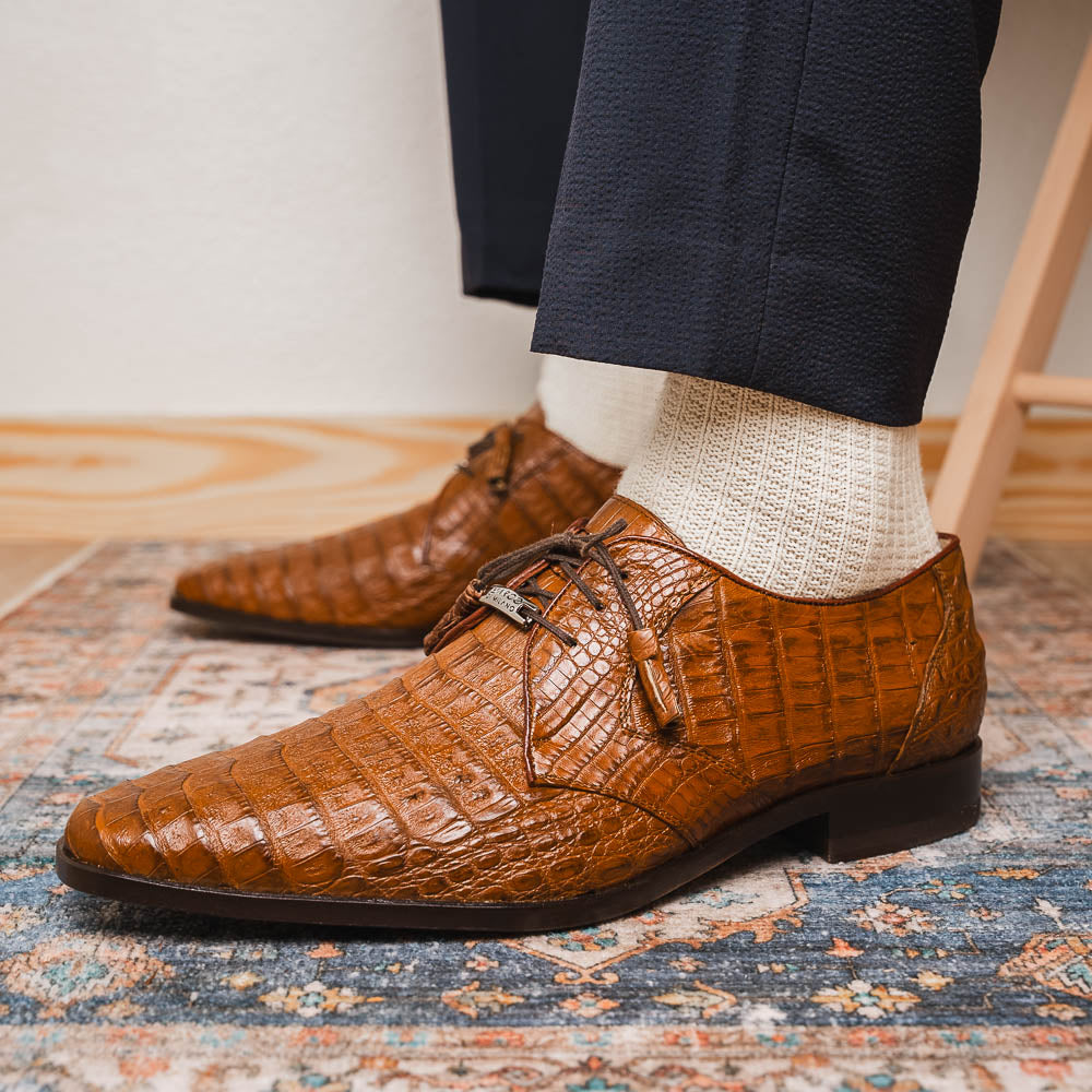 Lacio Bay Genuine Caiman Crocodile Dress Derby's Apache