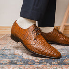 Lacio Bay Genuine Caiman Crocodile Dress Derby's Apache