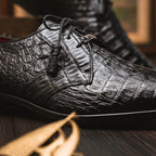 Lacio Genuine Caiman Crocodile Dress Derby's Shoes Black