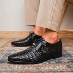 Lacio Genuine Caiman Crocodile Dress Derby's Shoes Black
