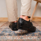 Lacio Genuine Caiman Crocodile Dress Derby's Shoes Black