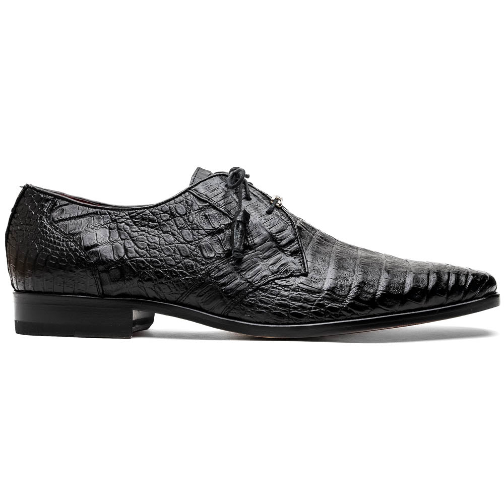 Lacio Genuine Caiman Crocodile Dress Derby's Shoes Black