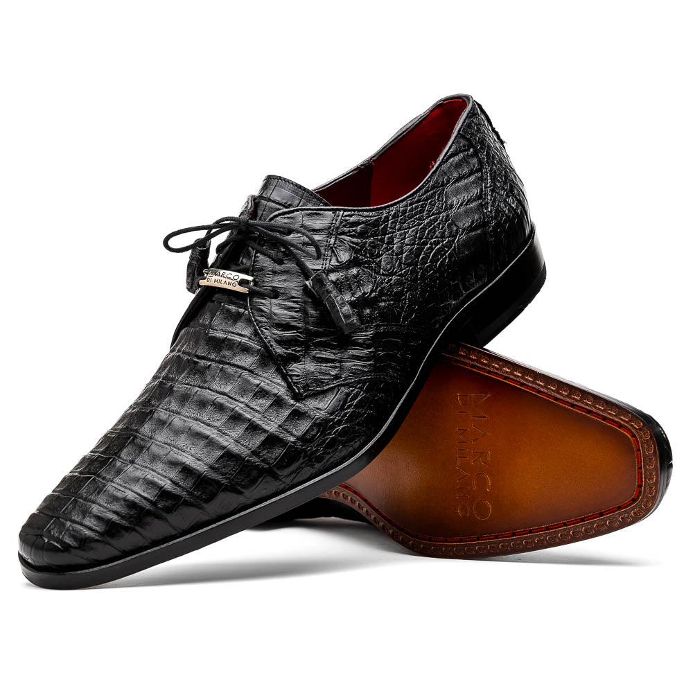 Lacio Genuine Caiman Crocodile Dress Derby's Shoes Black