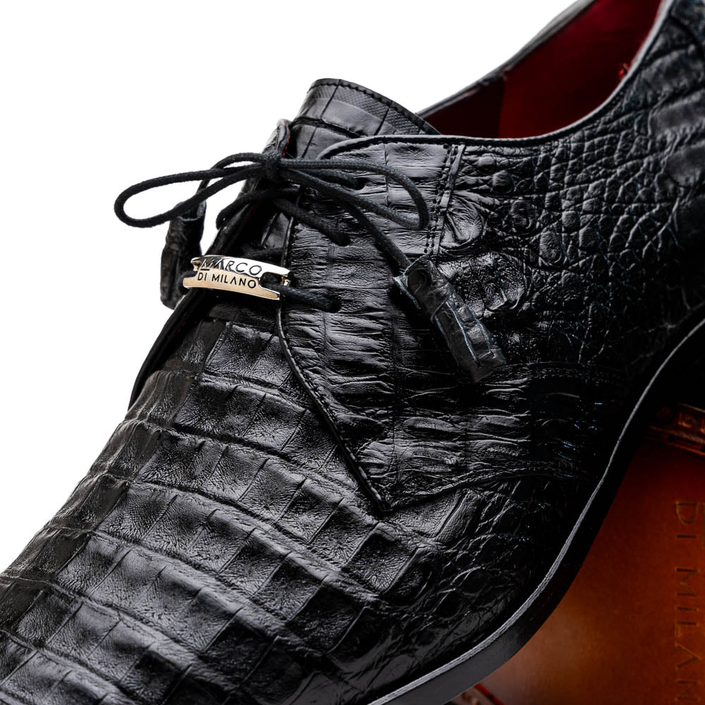 Lacio Genuine Caiman Crocodile Dress Derby's Shoes Black