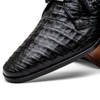 Lacio Genuine Caiman Crocodile Dress Derby's Shoes Black