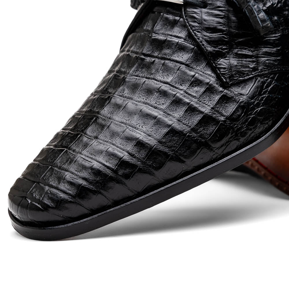 Lacio Genuine Caiman Crocodile Dress Derby's Shoes Black
