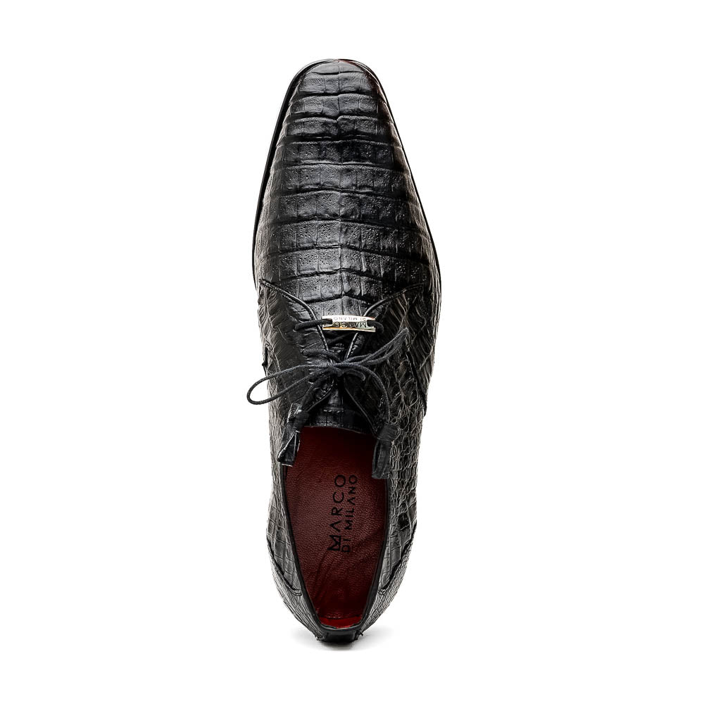 Lacio Genuine Caiman Crocodile Dress Derby's Shoes Black